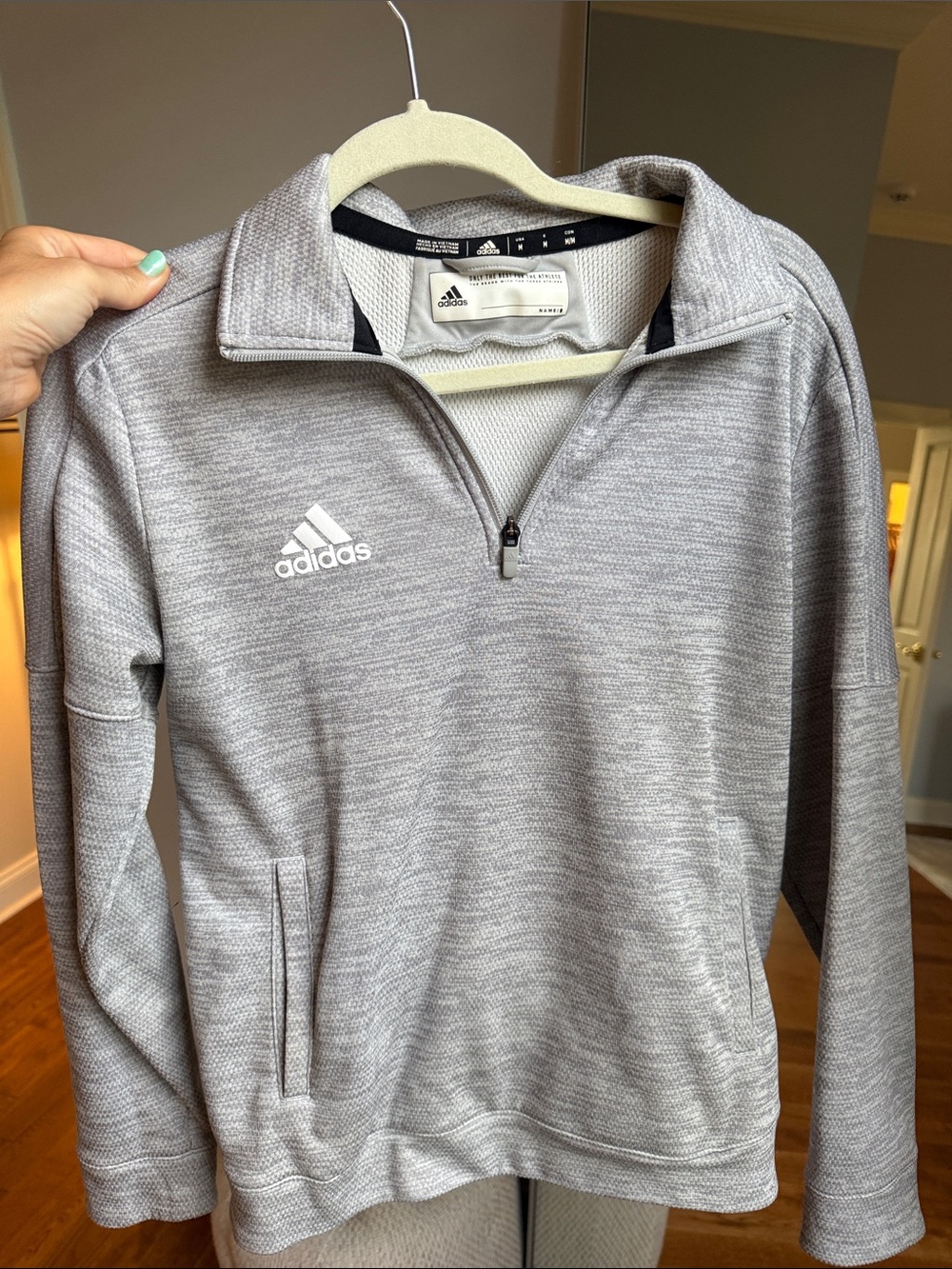 adidas Men’s Light Gray Heather Quarter-Zip Pullover